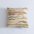 Modern plush pillow cover featuring textured wave patterns in soft beige and pink tones - Quicksand Pink