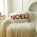Federa per cuscino natalizio con ricamo Noel e dettagli a quadri rossi e verdi - Come mostrato / Motivo in Tela di Cotone NOEL (30x50)