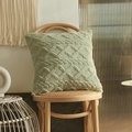 Federa per cuscino in peluche verde salvia con jacquard 3D e trama a treccia geometrica - 45x45cm (Con Inserto ad Alta Elasticità 500g) / Verde Fagiolo
