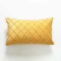 Cojín lumbar de terciopelo amarillo jengibre con elegante acolchado de diamantes - Amarillo