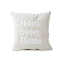 Quadratisches Leinwandkissen mit weißem Home Sweet Home Stickerei im modernen Minimalismus - Nur Kissenbezug / Buchstabenmuster