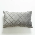Cojín lumbar rectangular de terciopelo gris oscuro con diseño de costura de diamante - Gris