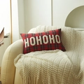 Red and green tartan Christmas pillow cover with white bouclé HOHOHO embroidery - As Shown / HOHOHO Red & Green Plaid (30x50)