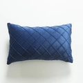 Cojín lumbar de terciopelo holandés azul marino con diseño acolchado de diamantes - Azul Marino