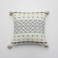 Cotton canvas pillow cover with geometric yellow and black patterns and tassels - 45*45mm / Black