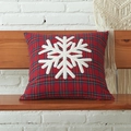Red and blue plaid Christmas pillow cover with white snowflake embroidery and soft texture - As Shown / Snowflake Plaid Pattern (45x45)