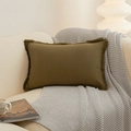 Moderner olivgrüner Kissenbezug aus Baumwolle mit Fransen für das Sofa im Wohnzimmer - 30*50 / Mit 380g Hochelastischem Kern / Moosgrün