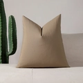 Minimalistischer khakifarbener Kissenbezug mit Karomuster und Schmetterlingsohren-Design - Khaki Einfarbig (Nur Kissenbezug) / 30x50