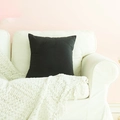 Minimalist square black velvet pillow case on a white sofa with a cozy knit blanket - Square With Insert / Black