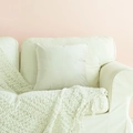 Minimalist square throw pillow cover in pure white soft velvet for sofa decoration - Square With Insert / Off-White