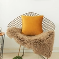 Square ginger yellow velvet throw pillow case on a gold metal chair with furry cushion - Square With Insert / Autumn Orange