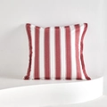 Vierkante kussensloop met rood-witte verticale strepen en plat gestikte rand - 45*45 (Zonder Vulling) / Middelgrote Streep Geperste Rand