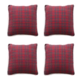 Set van vier rode Tartan kerstkussenhoezen met witte biezen en klassiek ruitpatroon - 45*45 (zonder kern) / Rood Groen Geblokt