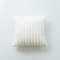 White ribbed plush pillow cover with soft faux fur texture for home sofa decor - White