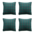 Set van 4 groene kerstkussenhoezen met ruitpatroon en witte randen van imitatiebont - 45*45 (zonder kern) / Kerstgroene Tartan