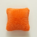 Vibrant orange faux fur plush pillow cover with soft long fibers in square shape - Cover Only (43x43cm) / Orange