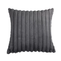 Square dark gray plush pillow cover with elegant 3D vertical stripe velvet texture - Dark Gray