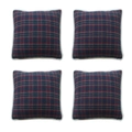 Set van vier kerst kussenslopen met ruitpatroon en witte pluchen randen - 45*45 (zonder kern) / Midnight Blue Tartan