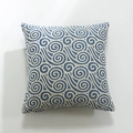 Fodera per cuscino in cotone jacquard blu e beige con motivi geometrici a onde - 45*45cm (Senza anima) / Onda del Mare