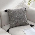 Modern black and white geometric jacquard pillow with tassels on a soft fabric sofa - 30*50 / Without Core / Black