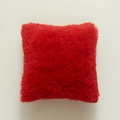 Vibrant red shaggy faux fur square cushion cover with soft plush texture - Cover Only (43x43cm) / Red