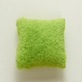 Square bright green faux fur plush cushion cover with long shaggy pile texture - Cover Only (43x43cm) / Fruit Green