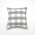 Housse de coussin carrée en toile de coton avec motif vichy vert et blanc - 45*45cm (Avec Insert Non-Tissé 400g) / Grand Quadrillage