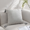 Gray geometric jacquard decorative cushion with tassels on a gray fabric sofa - 30*50 / Without Core / Gray