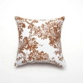 Chenille kussenhoes met oranje taksilhouet op een witte basistextuur - 45*45 (zonder kern) / Bruin