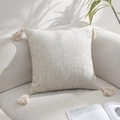 Minimalist beige geometric tassel pillow with maze pattern and fringe details - 30*50 / Without Core / Beige