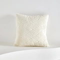 Federa in peluche bianco con goffratura geometrica e trama strutturata in 3D - 45x45cm (Solo Fodera) / Color Tè al Latte