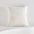 Federa geometrica in peluche bianco con trama intrecciata su un supporto minimalista - 45x45cm (Solo Fodera) / Bianco Sporco