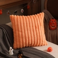 Plush orange faux rabbit fur pillow cover with vertical stripes for Halloween decor - Orange