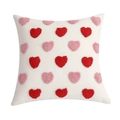 White tufted heart pillow cover with red and pink loop pile textured heart pattern - 45*45 (Without Core) / Two-Tone Heart White Base