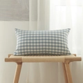 Federa per cuscino lombare rettangolare a scacchi bianchi e blu in tela di cotone - Griglia Piccola / 30*50cm