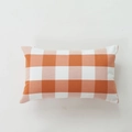 Modern orange and white plaid checkered rectangular cushion cover in minimalist style - Orange Series / Large Grid (Without Core)