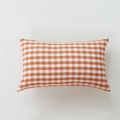 Modern orange and white gingham lumbar pillow cover in minimalist Nordic textile style - Orange Series / Small Grid (Without Core)