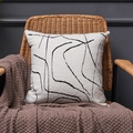 Nordic minimalist square pillow cover with abstract black geometric patterns on beige fabric - 45*45mm / Line Geometric (No Insert)