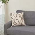 Federa per cuscino bianca in lana d'agnello con trama trapuntata marrone su divano grigio - 45*45cm (Con Nucleo in TNT da 400g) / Righe Cachi Tufted