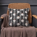 Nordic chenille square pillowcase with red-brown tufted dots and linear geometric pattern - 45*45mm / Orange Pattern (No Insert)