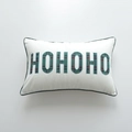 Christmas lumbar pillow in white featuring red and green plaid HOHOHO applique embroidery - No Insert / HOHOHO Canvas (30x50)