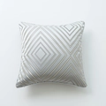 Modern light blue geometric pillow cover with beige diamond patterns and piped edges - Gray Rhombus Grid