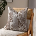 Luxe kussensloop met abstract marmerpatroon en witte bies op een rotan stoel - Alleen hoes / Grijs