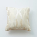Champagne geometric pattern satin throw pillow cover with elegant piped edges - Beige Oval Ring