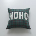 Green plaid Christmas cushion cover with white HOHO fuzzy letter appliqué embroidery - No Insert / HOHO Green Plaid (45x45)