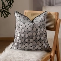 Silver geometric honeycomb cushion cover with premium black piping for home decor - Mirrored