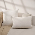 Set federe per cuscini in ciniglia crema francese con trama geometrica a rilievo 3D - 45*45 (Senza Anima) / Pila Divertente