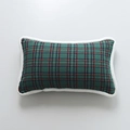 Rectangular green plaid Christmas cushion cover with soft white faux fur edges - No Insert / Fur Trim Green Plaid (30x50)