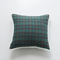 Green plaid cotton canvas pillow cover with white plush trim for Christmas decor - No Insert / Fur Trim Green Plaid (45x45)