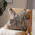 Modern square pillow case with abstract gold texture and elegant piped edges - Gold Coffee Abstract Texture